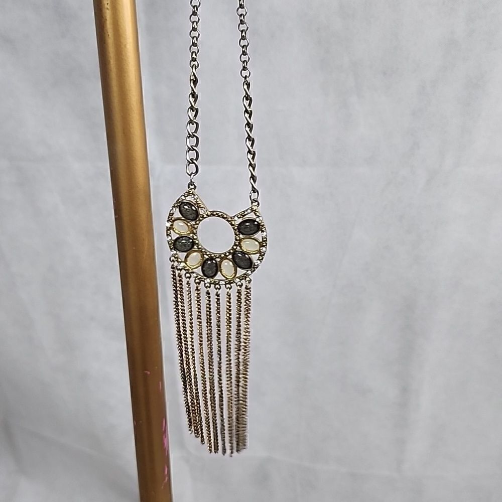 18" Fringed Metal Chain Necklace